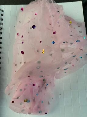 Pink Sequin Tulle Brooch - Brand Unknown